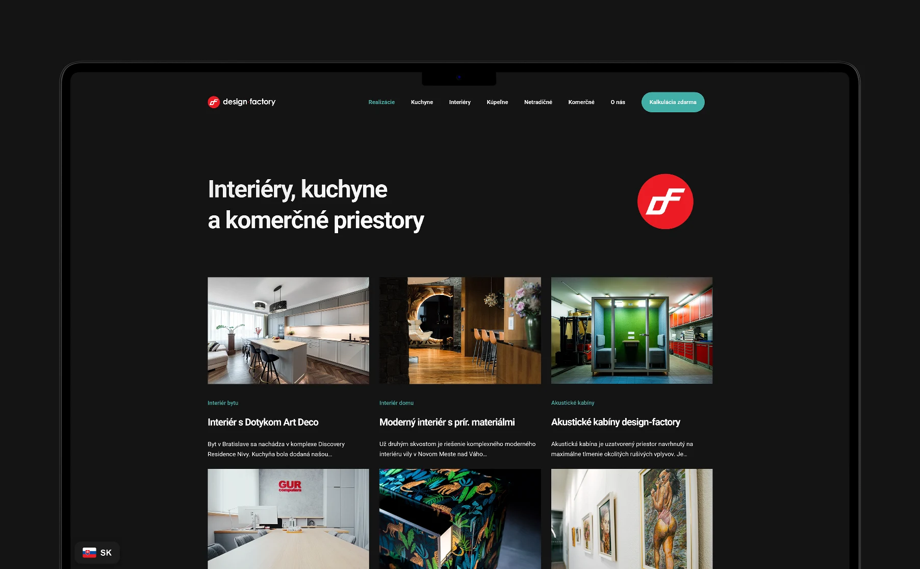 Modern website for the design-factory interior studio, showcasing their projects and emphasizing the quality of their work