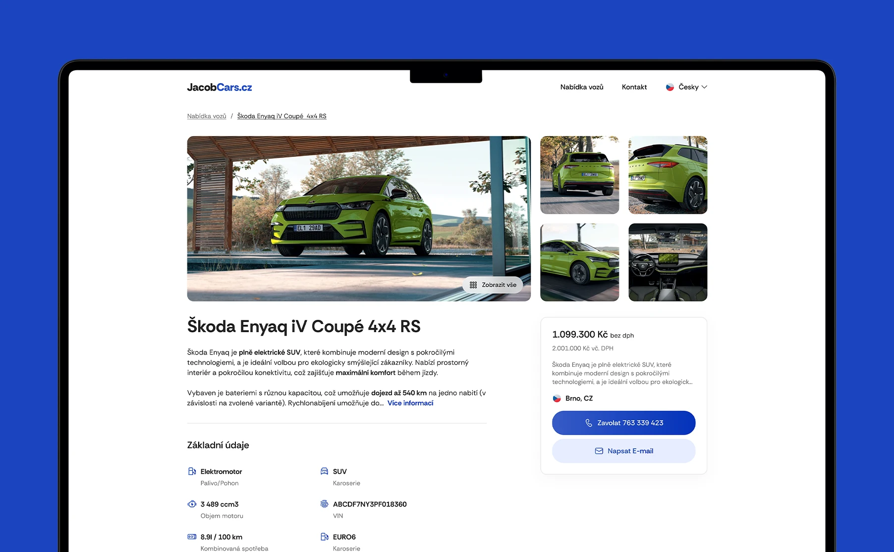 Graphic design for a vehicle sales website, focused on clarity and an intuitive user experience