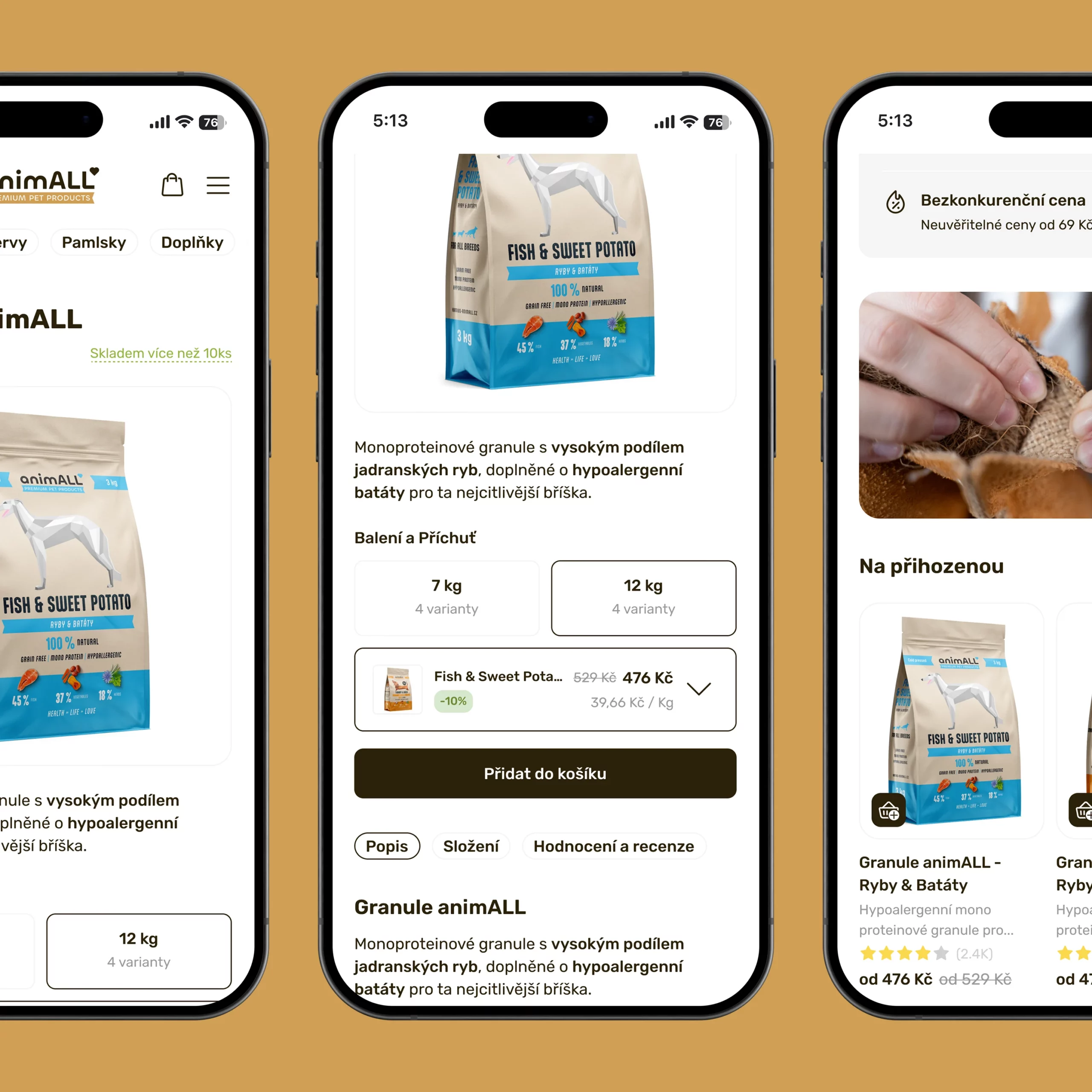 New UX and UI design for the Krmivo Animall e-shop, focusing on user-friendliness and aesthetics.