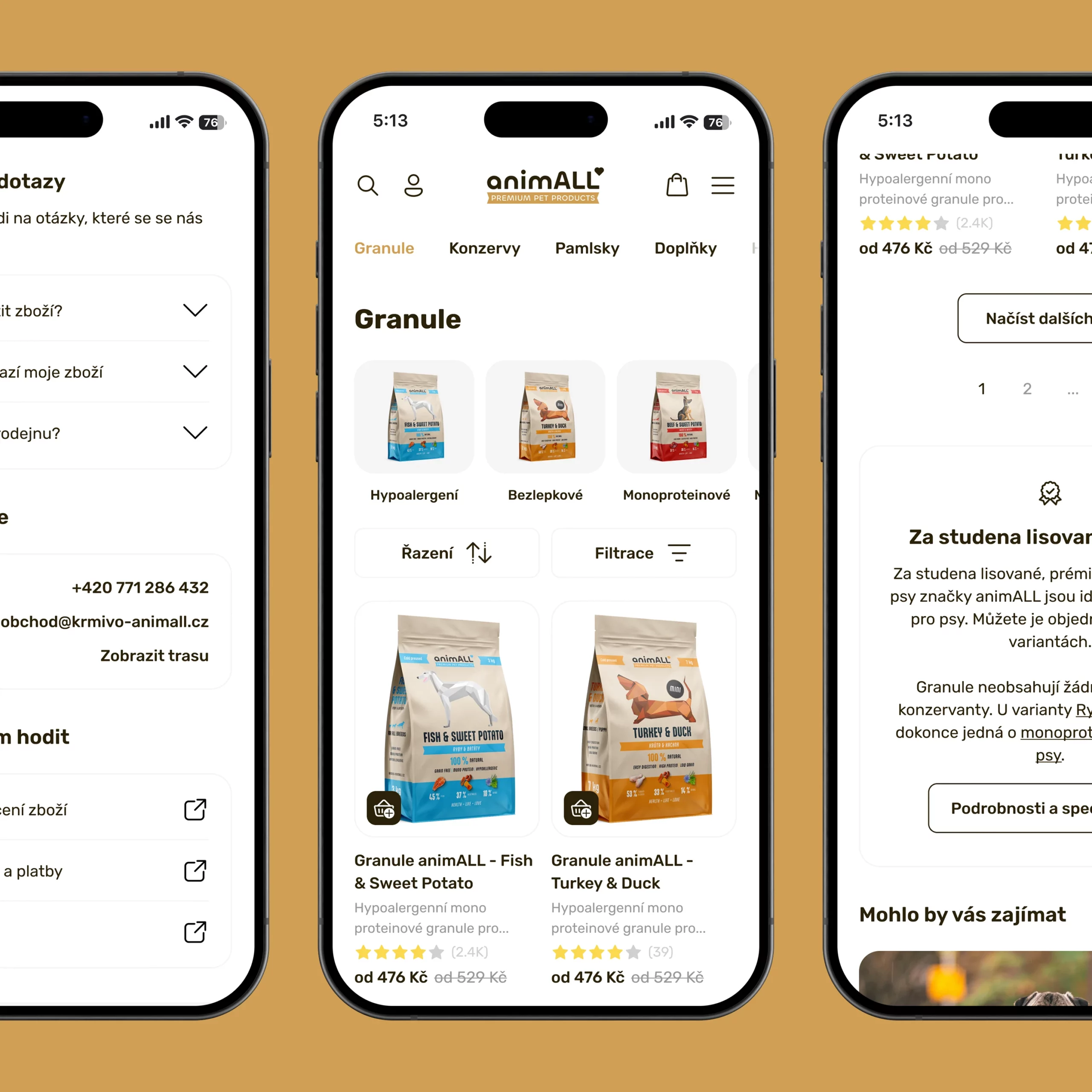 New UX and UI design for the Krmivo Animall e-shop, focusing on user-friendliness and aesthetics.