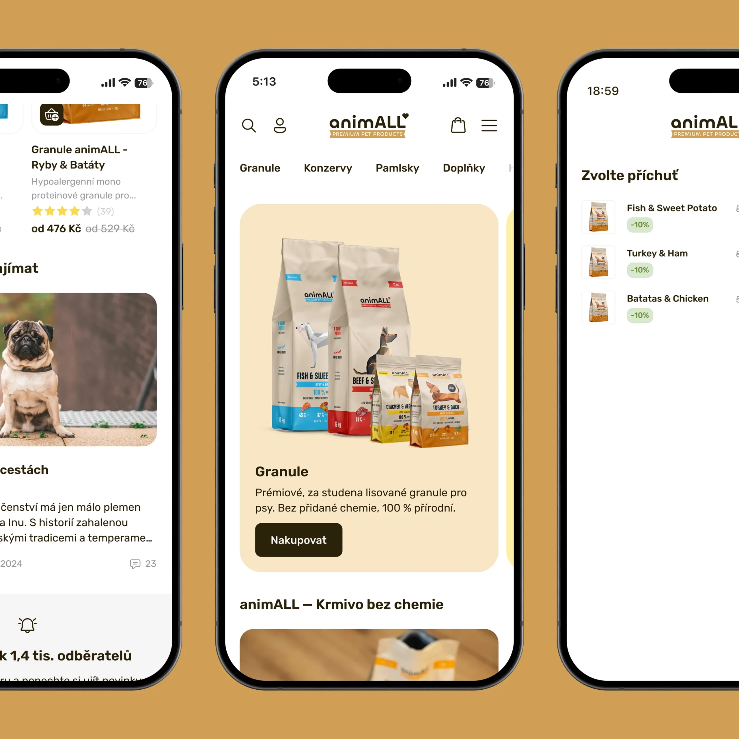 New UX and UI design for the Krmivo Animall e-shop, focusing on user-friendliness and aesthetics.