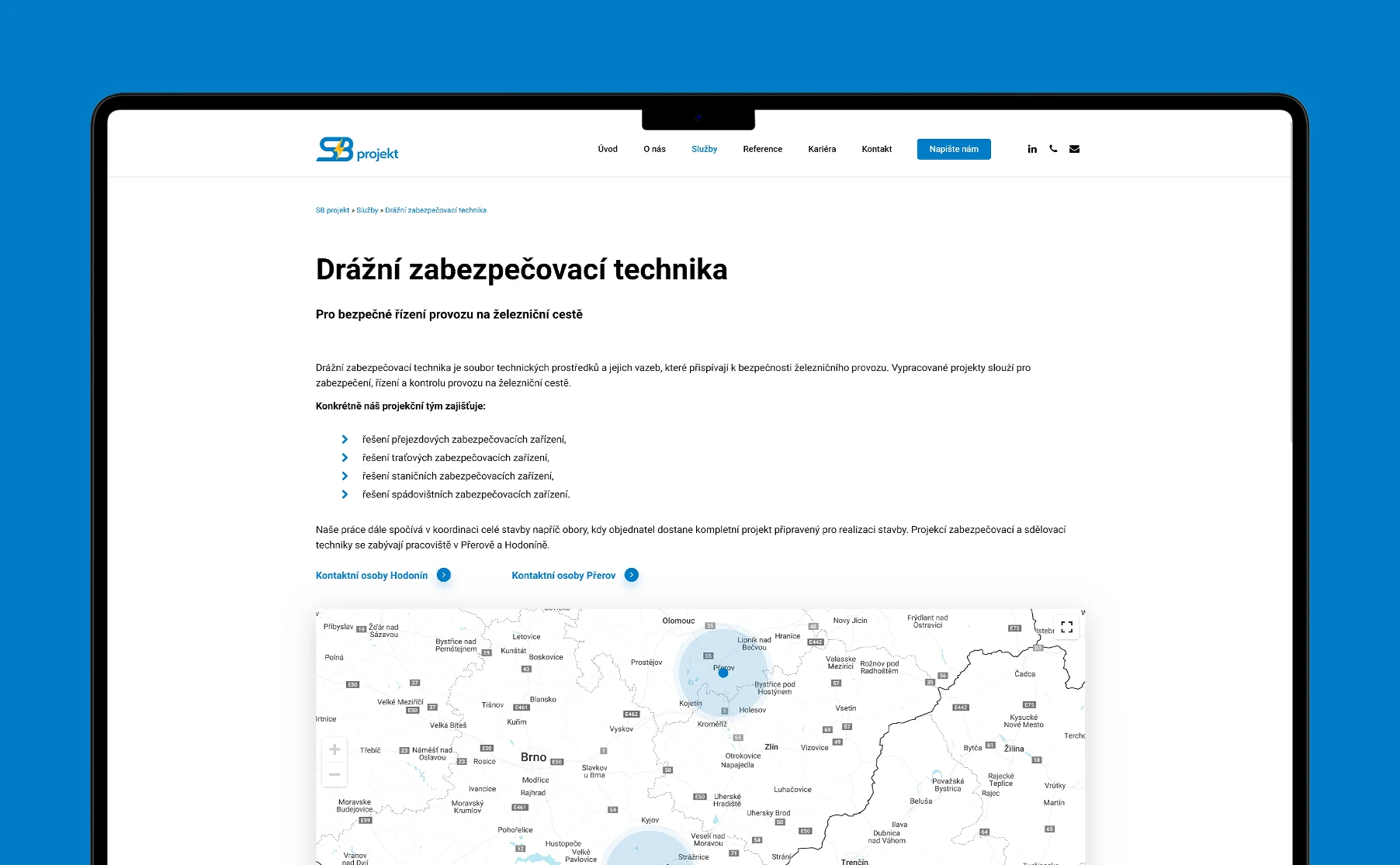 Modern website and visual identity for SB Projekt s.r.o.